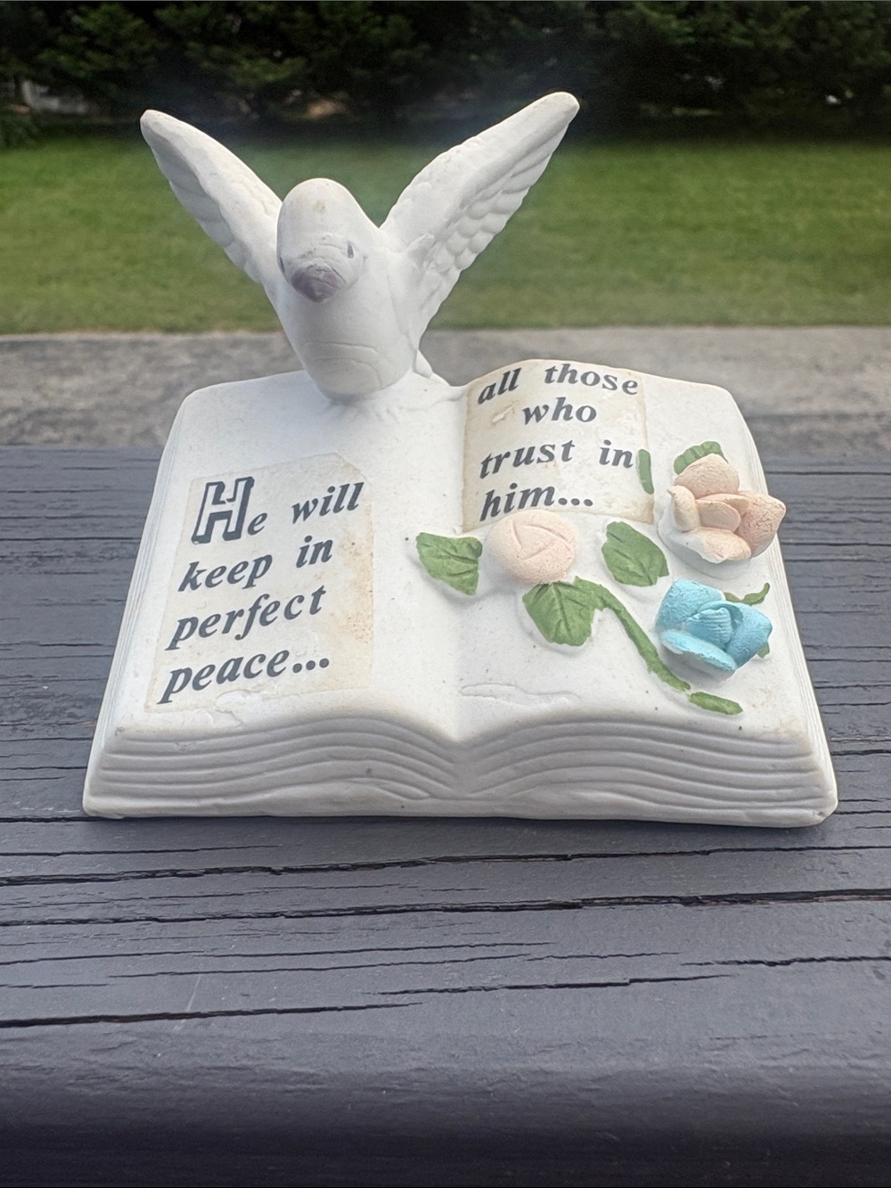White Dove Book Sculpture with Pastel Flowers